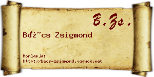 Bécs Zsigmond névjegykártya
